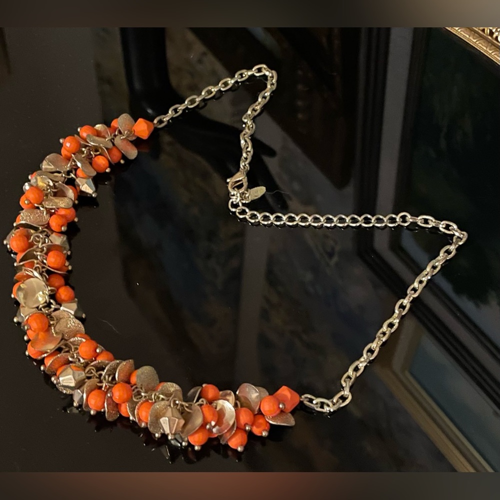 3 for $30 Vintage GoldTone Cluster Beaded Necklace Orange Gold Beads Signed VCLM - Picture 12 of 12